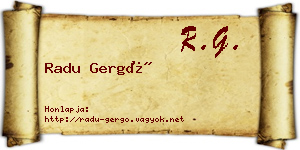 Radu Gergő névjegykártya
